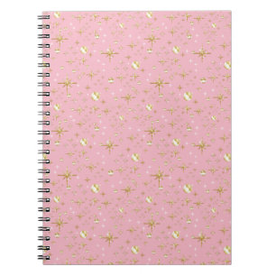 Cuaderno Estrellas purpurinas de oro, rosa y dorado