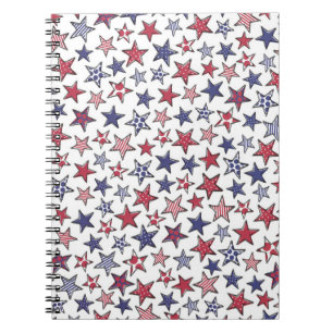 Cuaderno Estrellas rojas blancas y azules América Patriótic