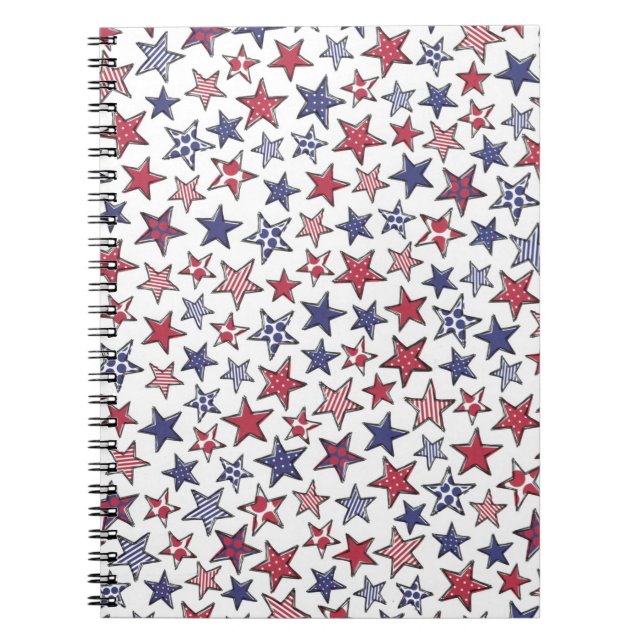 Cuaderno Estrellas rojas blancas y azules América Patriótic (Frente)