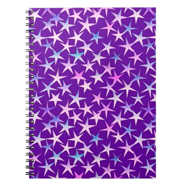 Cuaderno Estrellas satinadas, lavanda en morado (Frente)
