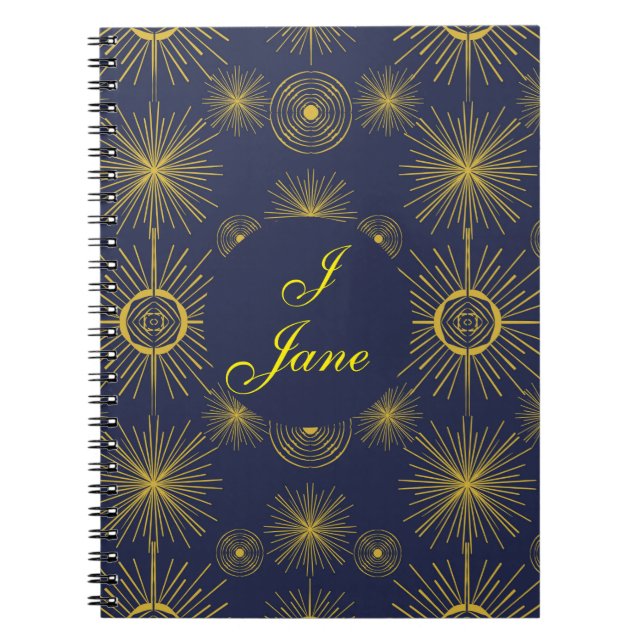 Cuaderno Estrellas solares celestes de Boho azul personaliz (Frente)