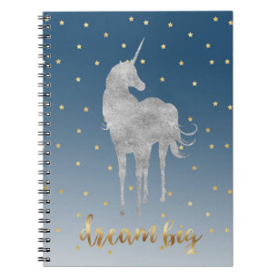 Cuaderno Estrellas Unicornio Sueño Oro Azul