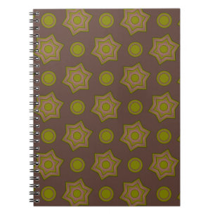Cuaderno Estrellas y círculos en marrón y verde