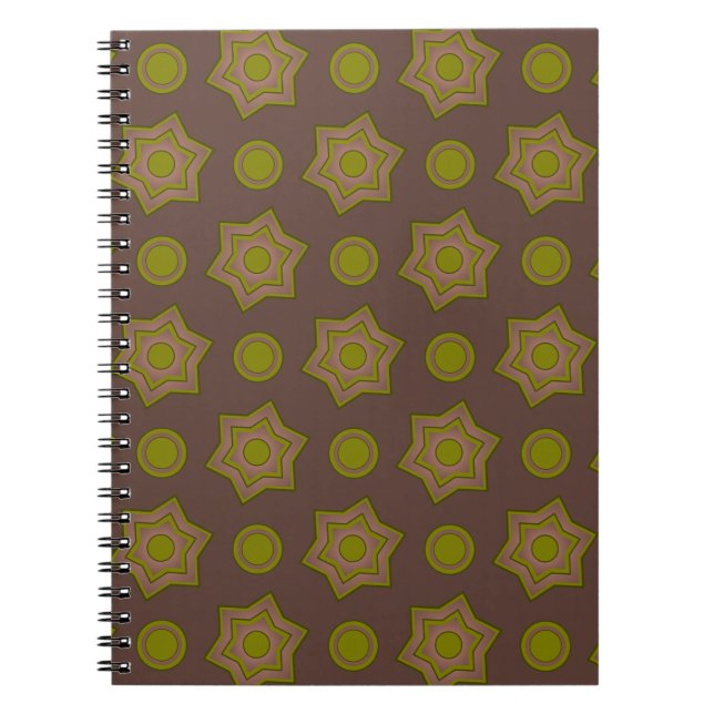 Cuaderno Estrellas y círculos en marrón y verde (Frente)