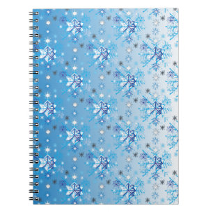Cuaderno Estrellas y copos de nieve en blanco y azul intrin