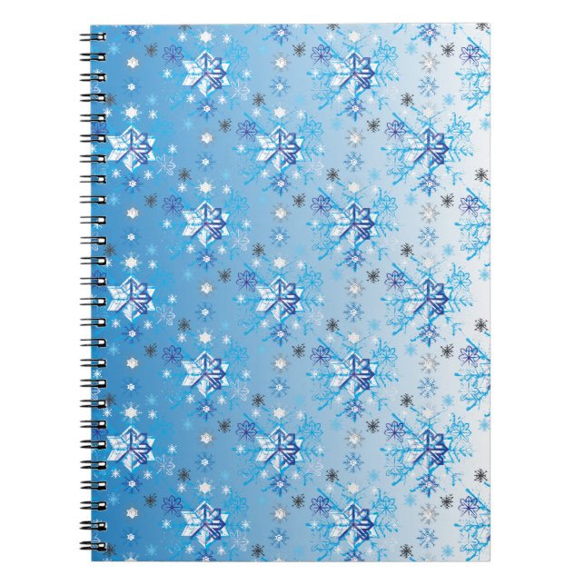 Cuaderno Estrellas y copos de nieve en blanco y azul intrin (Frente)