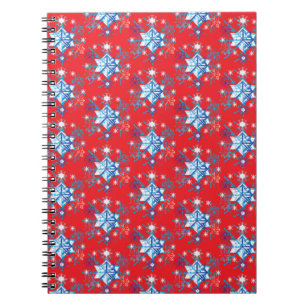 Cuaderno Estrellas y copos de nieve rojos y azules de vacac