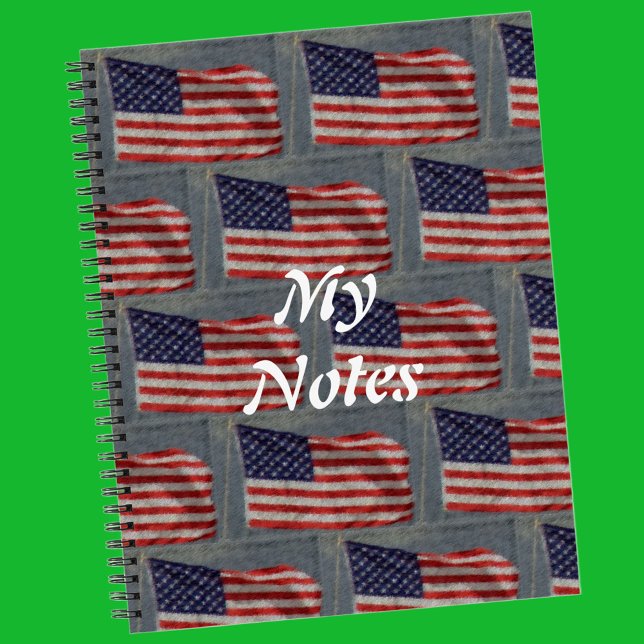 Cuaderno Estrellas y Franjas Americanas Bandera de EE. UU.  (Front with Background)
