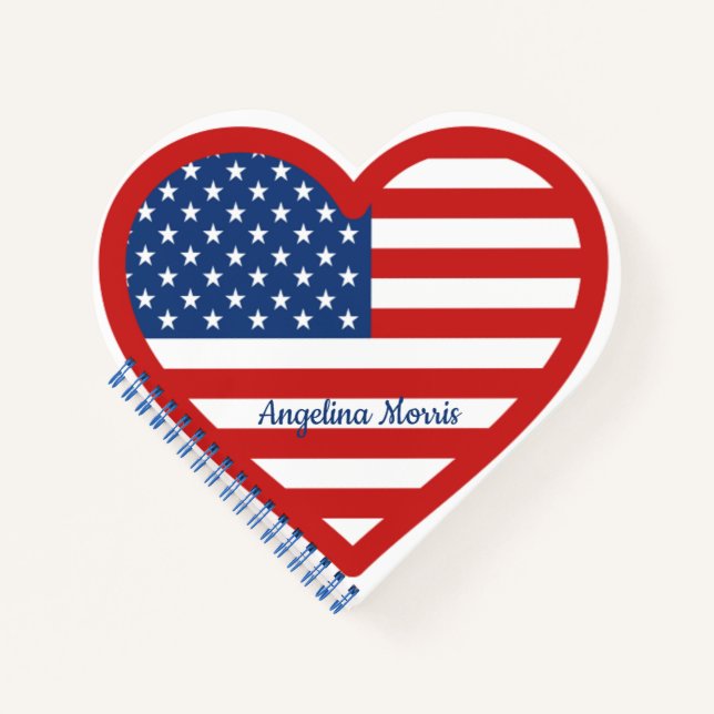 Cuaderno Estrellas y rayas, corazón de la bandera estadouni (Anverso)