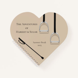 Cuaderno Estribos y látigo de montar Latte Corazón ecuestre