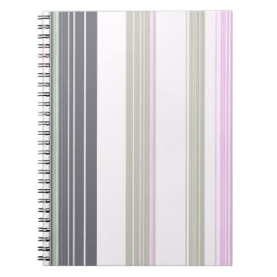 Cuaderno Estripas verticales grises y rosas.
