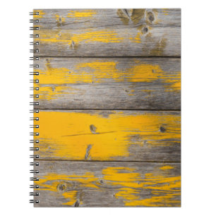 Cuaderno Estructura amarilla de la pared de madera de textu