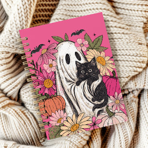 Cuaderno Estuche Halloween Ghost Cat para iPhone / iPad