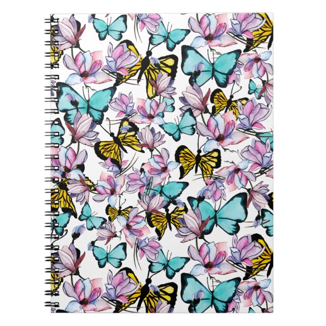 Cuaderno Estuche para iPad de patrón mariposa y flora (Frente)