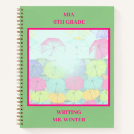 Cuaderno Estudiante de clase de paraguas de color verde