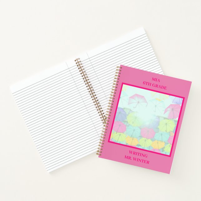 Cuaderno Estudiante de clase de paraguas rosados coloridos (Interior)
