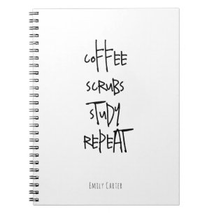Cuaderno Estudiante de Enfermería Minimalista Blanco Café