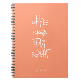 Cuaderno Estudiante de Enfermería Minimalista Coral Café