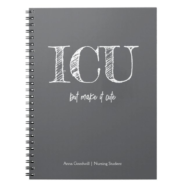 Cuaderno Estudiante de enfermería minimalista de moda gris  (Frente)