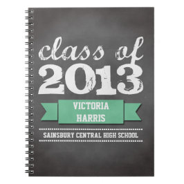 Cuaderno estudiante de graduación de pizarra con banner de