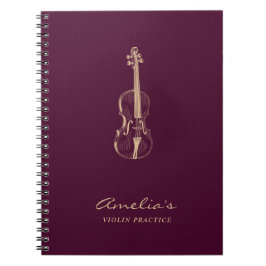 Cuaderno Estudiante de violín elegante guión de Borgoña