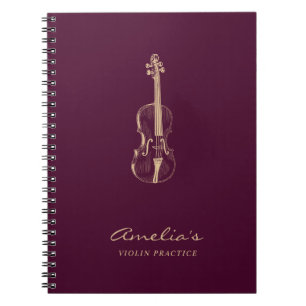 Cuaderno Estudiante de violín elegante guión de Borgoña