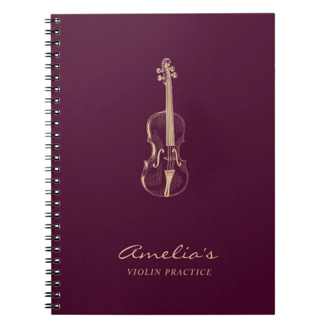 Cuaderno Estudiante de violín elegante guión de Borgoña (Frente)