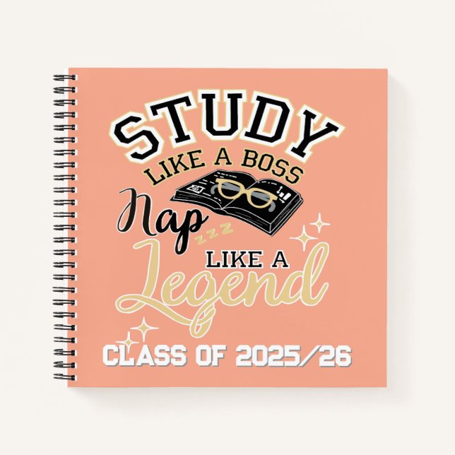 Cuaderno Estudiar como un jefe, Nap Like a Legend, regalo u (Anverso)