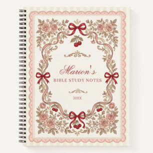 Cuaderno Estudio Bíblico de Rosas y Lazos Personalizadas
