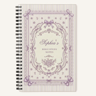 Cuaderno Estudio bíblico personalizado con lazo lila