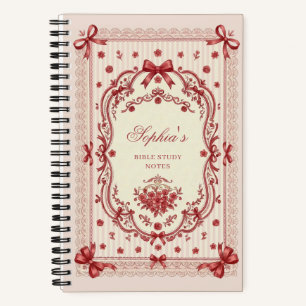 Cuaderno Estudio bíblico personalizado con lazo rojo