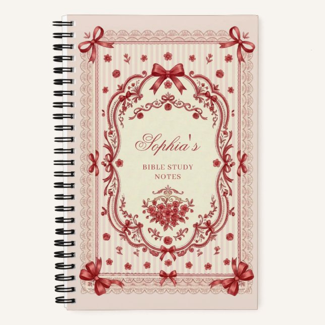 Cuaderno Estudio bíblico personalizado con lazo rojo (Anverso)