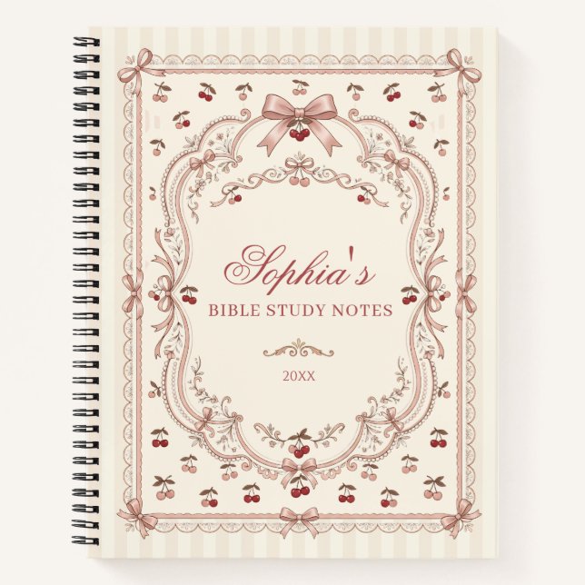Cuaderno Estudio Bíblico Personalizado de Lazo de Cereza (Anverso)