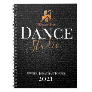 Cuaderno Estudio de baile, guión de cuero negro personaliz