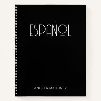 Cuaderno Estudio de idioma español retro en blanco y negro
