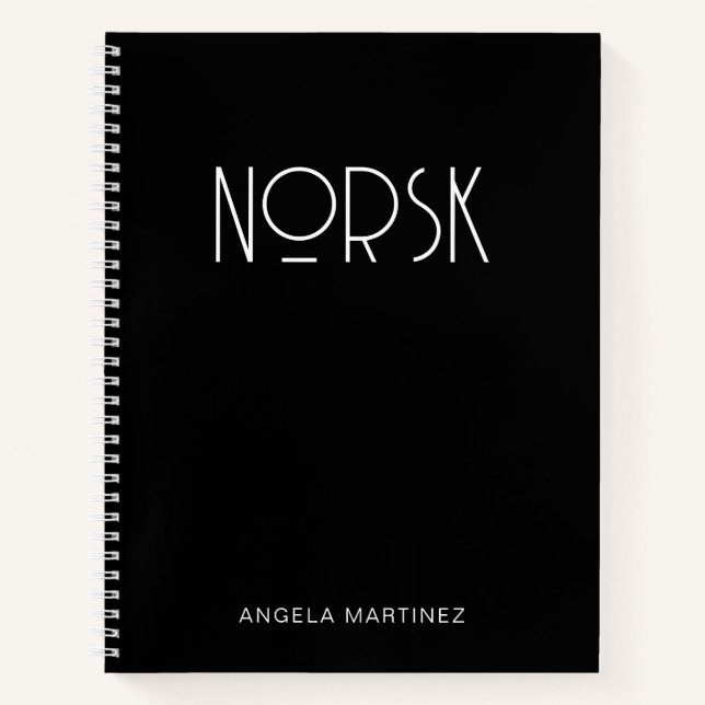 Cuaderno Estudio de idioma estilo retro en blanco y negro (Anverso)
