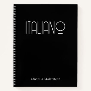 Cuaderno Estudio de idioma Italiano Retro Blanco y Negro