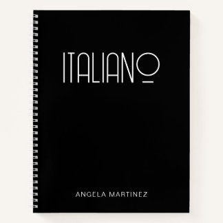 Cuaderno Estudio de idioma Italiano Retro Blanco y Negro