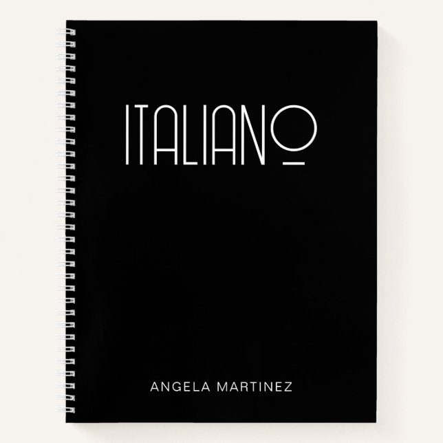 Cuaderno Estudio de idioma Italiano Retro Blanco y Negro (Anverso)