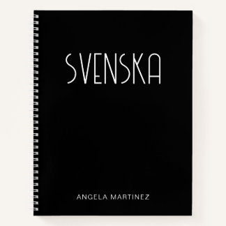 Cuaderno Estudio de idioma Svenska retro en blanco y negro