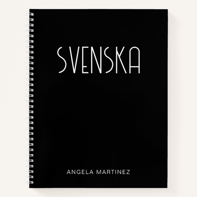 Cuaderno Estudio de idioma Svenska retro en blanco y negro (Anverso)