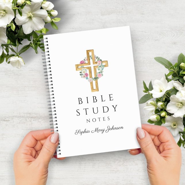 Cuaderno Estudio de la Biblia de la Floral Wreath Religiosa (Floral Wreath Religious Cross Bible Study Notebook)