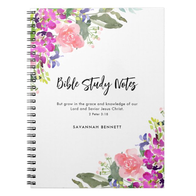 Cuaderno Estudio de la Biblia Floral de Flores Brillantes (Frente)