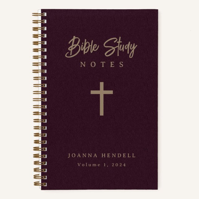 Cuaderno Estudio de la Biblia sobre el cuero de Borgoña con (Anverso)
