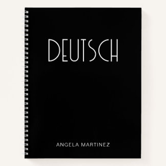 Cuaderno Estudio del idioma alemán retro en blanco y negro