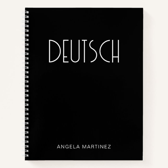Cuaderno Estudio del idioma alemán retro en blanco y negro (Anverso)