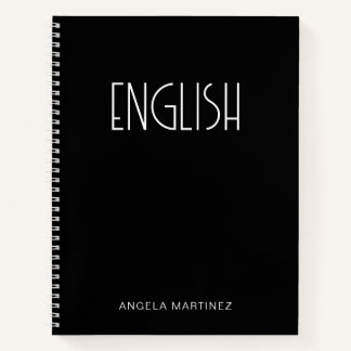 Cuaderno Estudio del idioma inglés retro blanco y negro