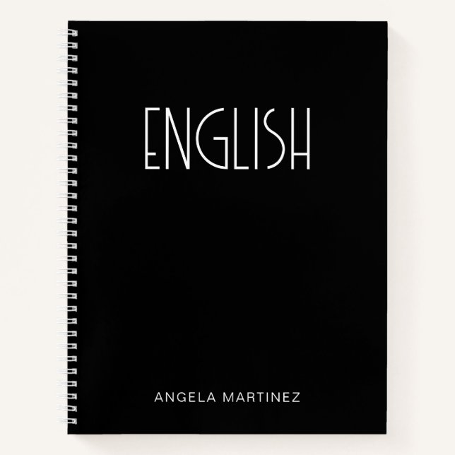Cuaderno Estudio del idioma inglés retro blanco y negro (Anverso)