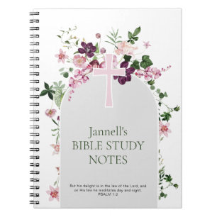 Cuaderno Estudio Personalizado de la Biblia con Flores Rosa