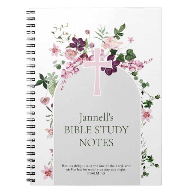 Cuaderno Estudio Personalizado de la Biblia con Flores Rosa (Frente)